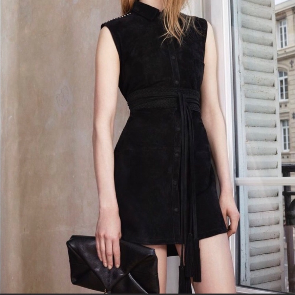 {maje} black suede dress